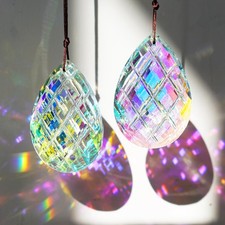 HDCRYSTALGIFTS Set 2 Crystal Sun Catcher Prisms Pendant 76mm, I Color 2pcs