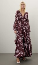  498 leena for Mac Duggal Red Floral Chiffon Gown SZ 8