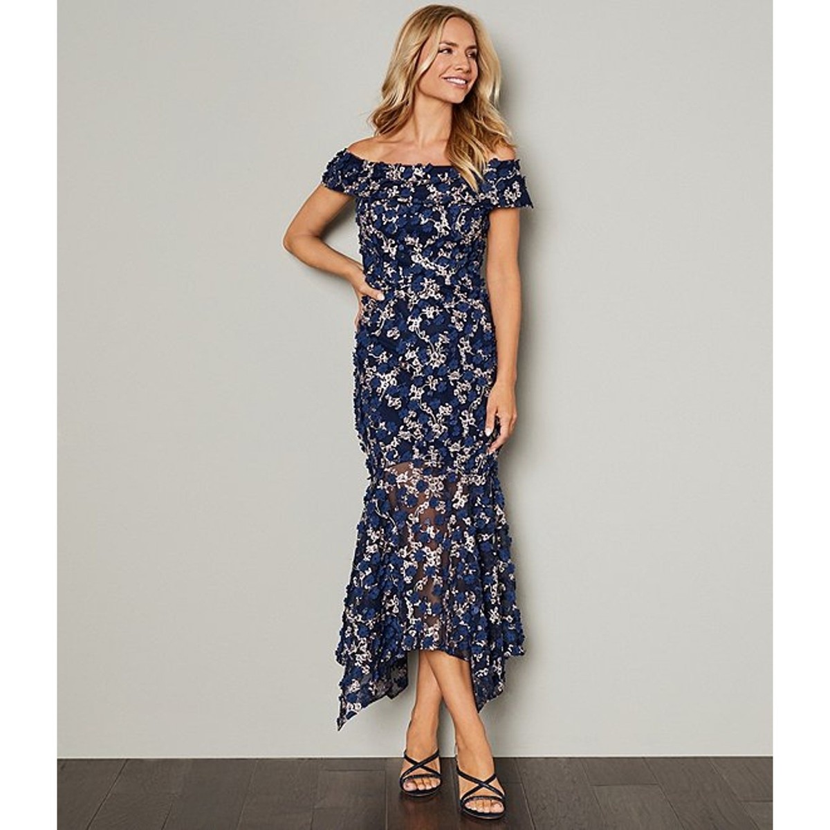 xscape embroidered floral lace sheath dress Xscape Evenings 