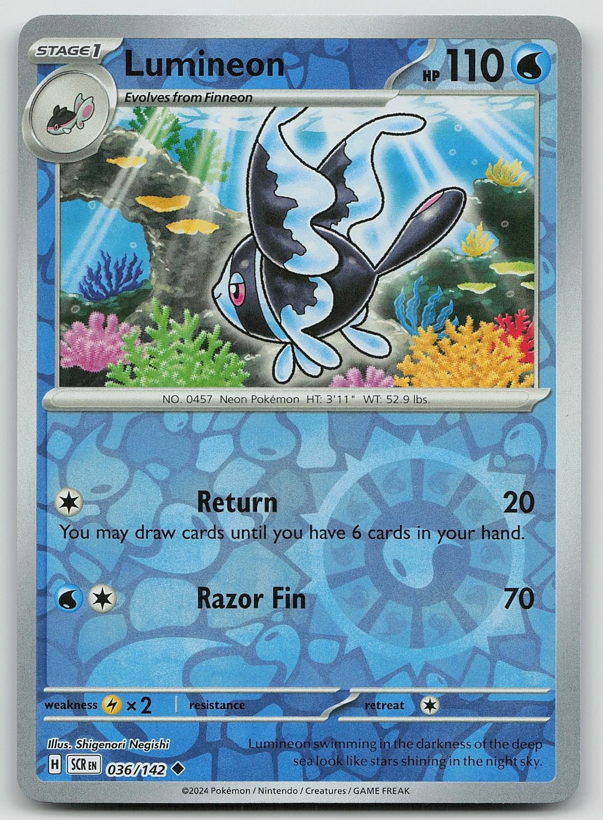 Pokemon Lumineon 36/142 Stellar Crown Uncommon Reverse Holo NM