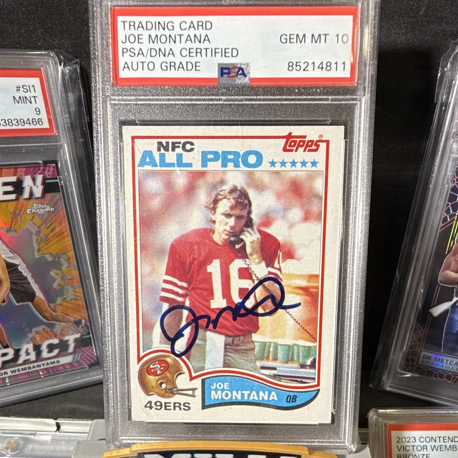 Joe Montana Signed 1982 Topps NFC All Pro Trading Card PSA/DNA GEM MT 10