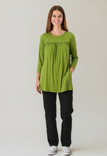 Attitudes by Renee Womens Tunic Size M Cactus Green 3/4 Sleeve Flounce Casual
