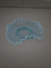 Fenton Art Glass Blue  Opalescent Hobnail Ruffled Bowl 6"