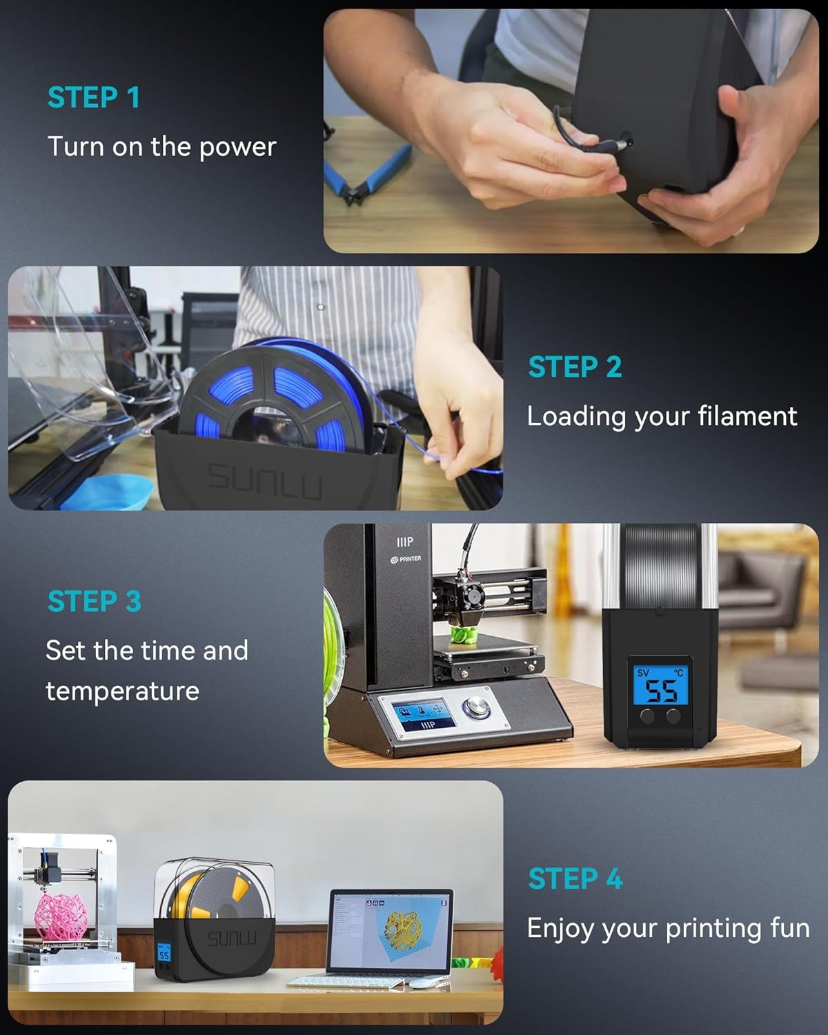 SUNLU S1 Plus Filament Trockner with Fan PLA PETG ABS TPU 1.75 2.85 3.00mm - Bild 5