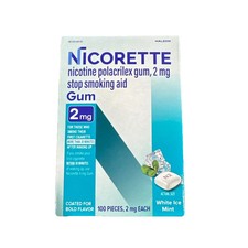 Nicorette Gum 2mg , WHITE ICE MINT 100 pieces Exp 2028 