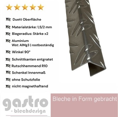  | Aluminium Riffelblech Duett | U-Profil | 1,5/2 mm | Abdeckprofil |