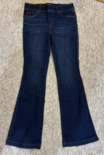 Spanx Jeans Womens L Blue High Rise Pull On Flare Shaping Stretch Denim 20327R