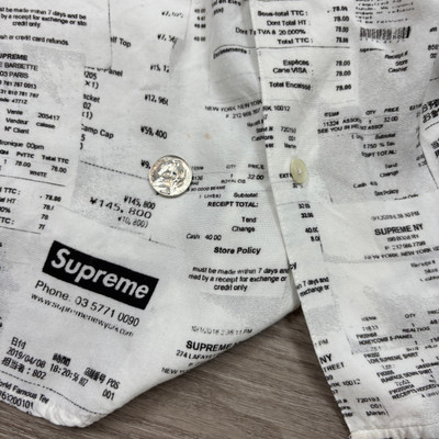 Rare Supreme Receipts Rayon Short Sleeve Button Up Shirt Men's
