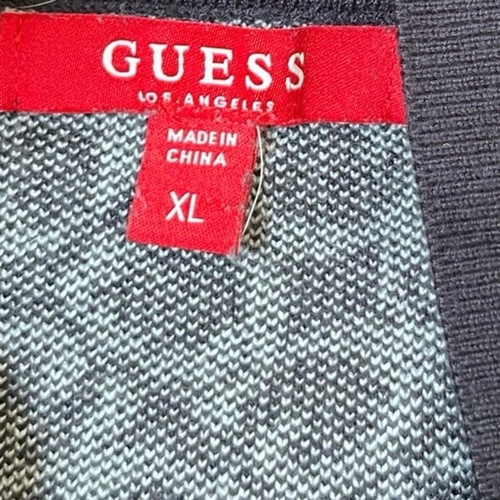 Guess Blue White Knit G Letter Print V Neck Collar Short Sleeve Polo Top Size XL - Picture 8 of 11