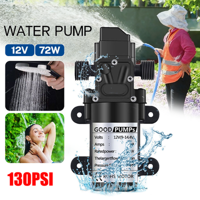 #ad #ad 12V 130PSI High Pressure Diaphragm Water Pump Self Priming w Hose for RV Boat $17.98