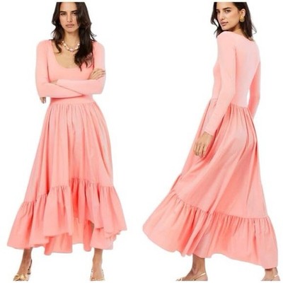 Caroline Constas NWOT Millie Gathered Poplin-Paneled Jersey Midi Dress Size M