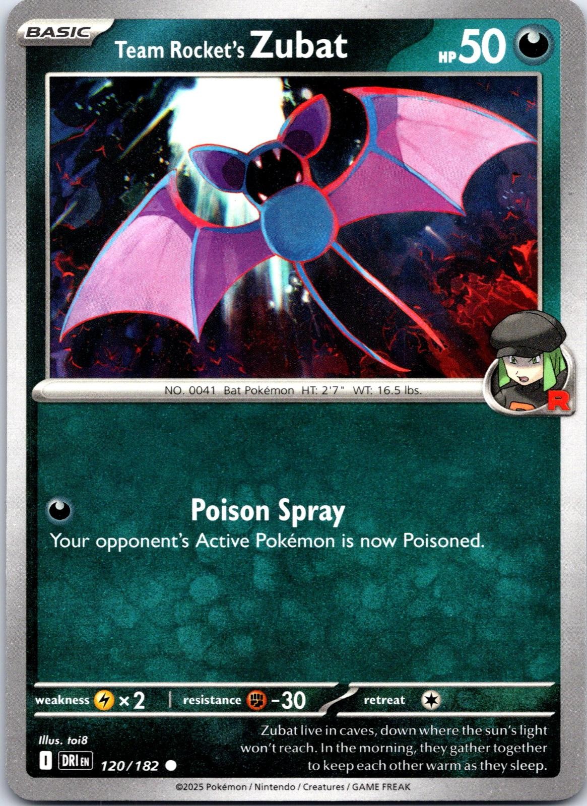 Team Rocket's Zubat 120/182 Common Destined Rivals Pokemon NM