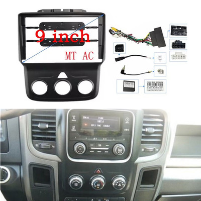 For 2013-2019 DODGE RAM Car Radio Fascia Panel Trim Double 2Din Frame & Harness