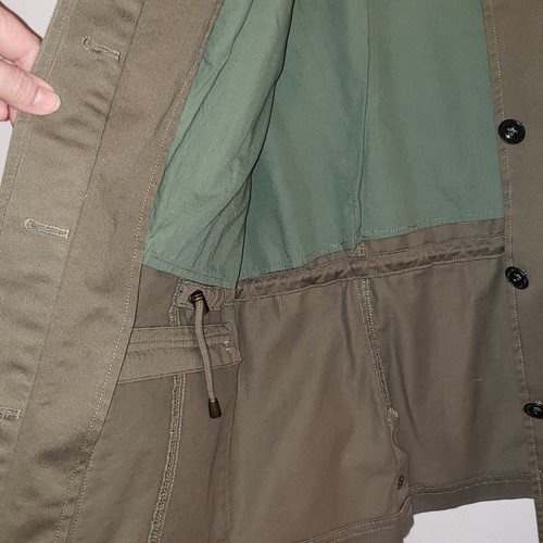 EUC Orvis Drawstring waist Cotton Button-front Shacket Jacket Olive Gr Sz Small - Picture 10 of 11