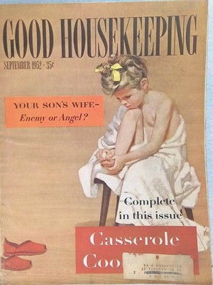 ビンテージ本　good housekeeping Good Housekeeping September 1952 Magazine Girl in Towel Vintage