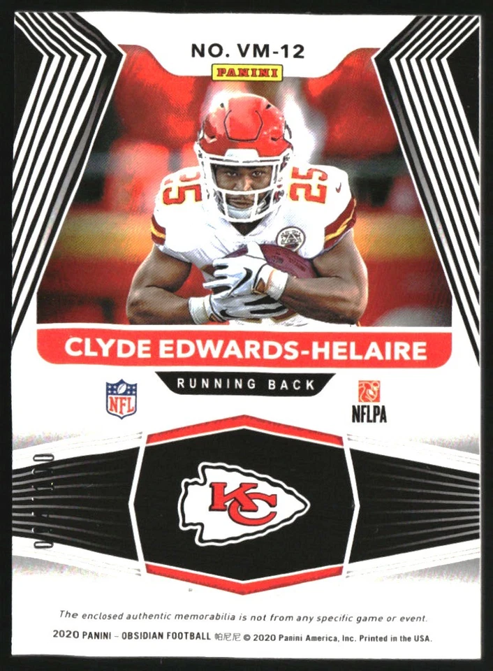 2020 Panini Obsidian Volcanic Materials #12 Clyde Edwards-Helaire Jersey /100 - Image 2 of 2