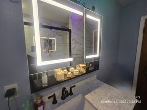 LED Bathroom Cabinet Mirror Smart Wall Defogging Vanity Storage with LED Lights