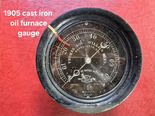 American Steam Gauge & Valve MFG Co C1905 Antique Cast Iron Oil Furnace Dial 