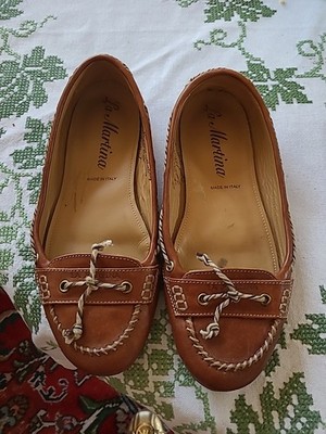La Martina Damen Mokassins POLO Gr. 38 -39 Cognac BALLERINAS ECHT LEDER HOHER NP