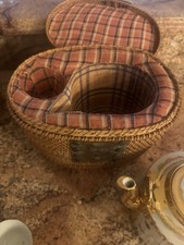 1920 Padded Wicker Basket Dragon Chinese Tea Set