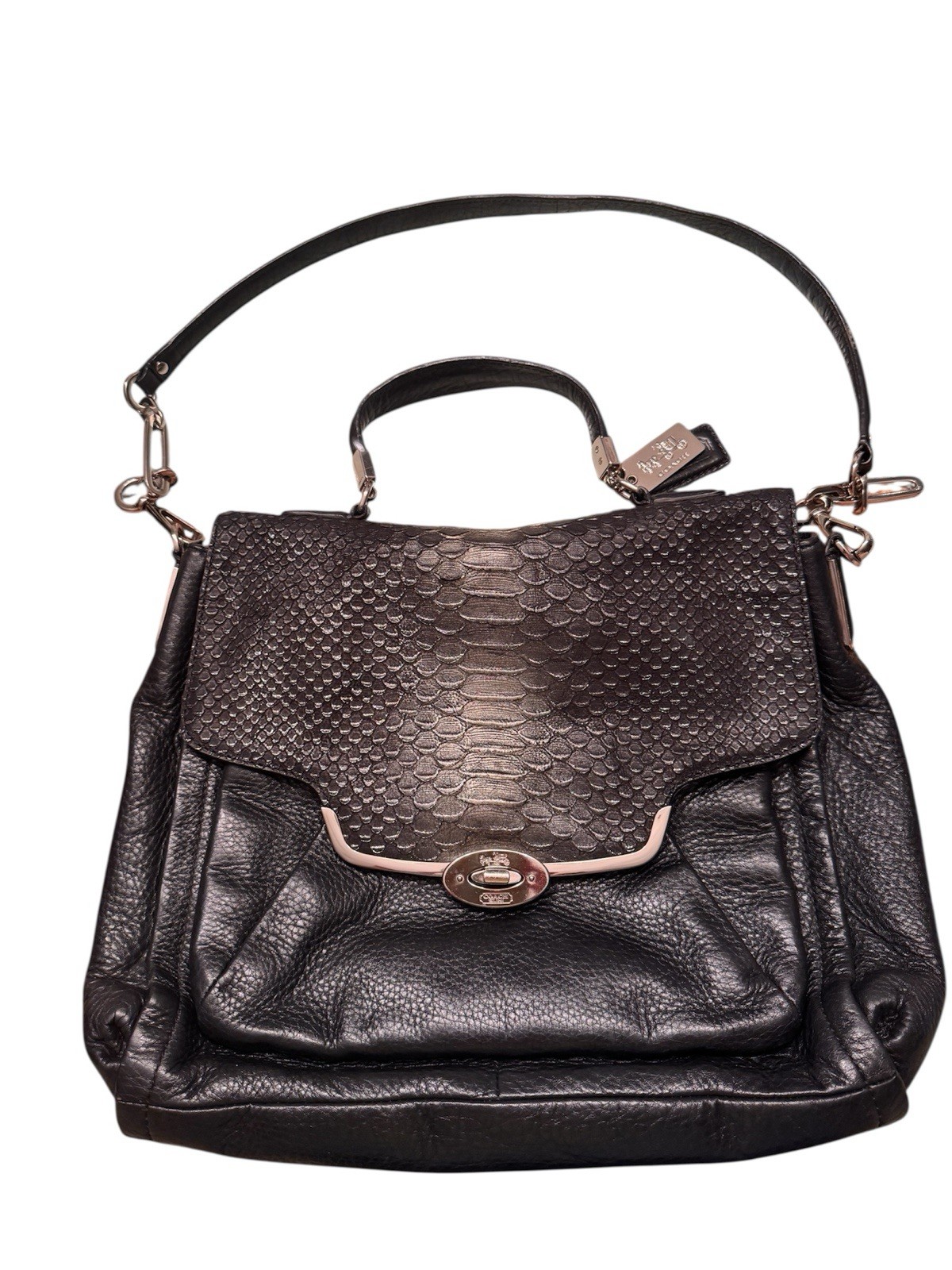 Coach Madison  Python Embossed  Sadie Flap Satche… - image 1