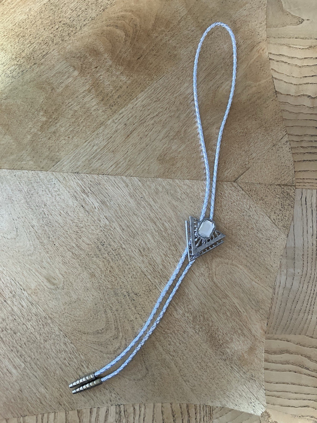 Silver Triangular Geometric Adjustable Bolo Tie S… - image 2