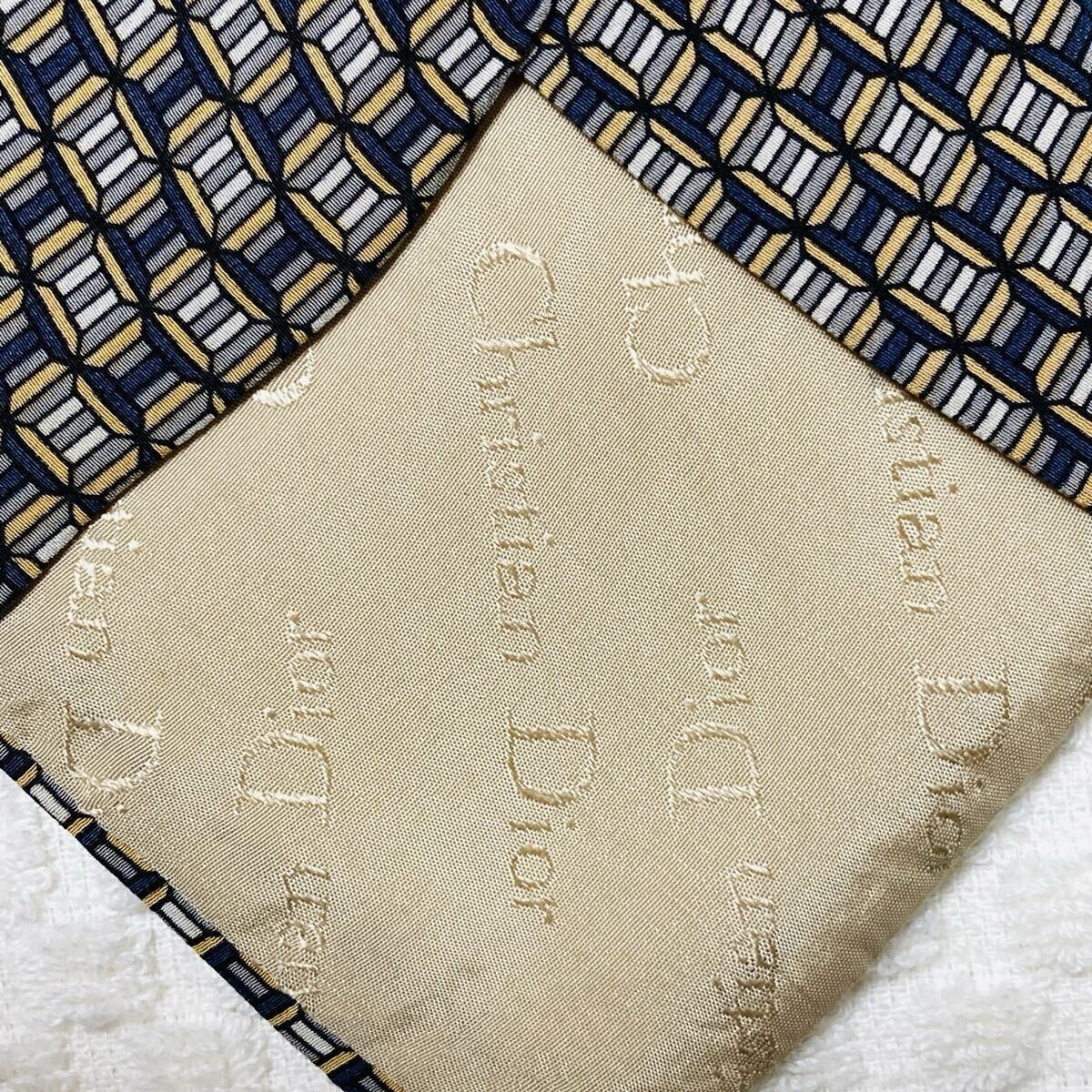 Excellent condition Christian Dior tie jewelry all over pattern 100 silk navy x thumbnail 7