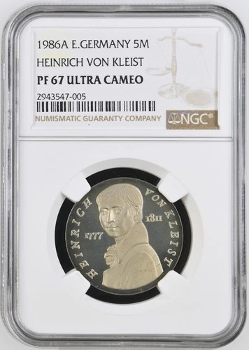 Germany - Democratic Republic 5 mark 1986 NGC PF67 Ultra Cameo HEINRICH KLEIST