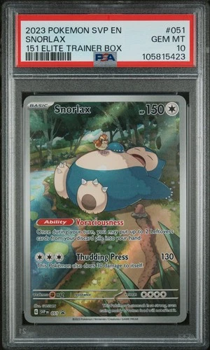 Snorlax 051/165 151 Elite Trainer Box Svp En-sv Black Star Promo Pokemon PSA 10