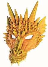Yellow Orange Dragon Adult Dinosaur Latex Half Mask