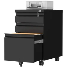 3 Drawer Metal File Cabinet with Lock, Mobile File Cabinets for Home Office