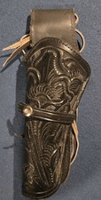 Fancy Vintage Mexican Leather Tooled Holster Black