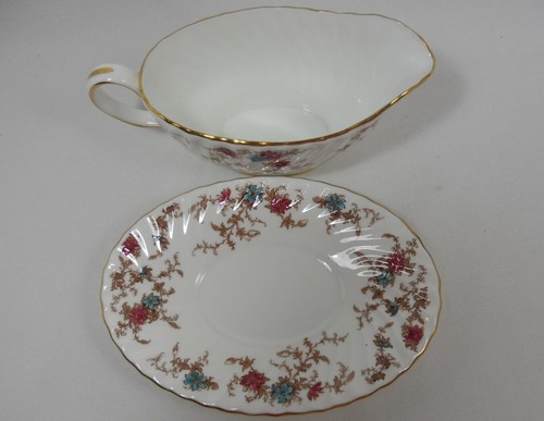 Minton Ancestral Wreath Stamp S376 Gravy Boat with Underplate - Picture 3 of 4