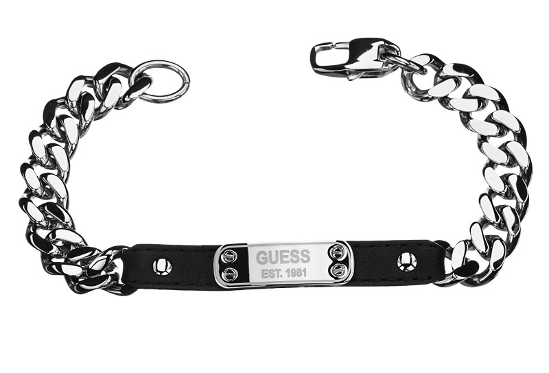 GUESS Stainless Steel Bracelet Watch with Black Genuine Diamond Dial + Roman Numerals. Color: Silver-Tone (Model U1194G1) Guess Jewellery Men\u0027s Lion King Steel 21mm Lion Coin Bracelet UMB01314STBKL