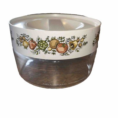 PYREX Spice Of Life Store N See Glass Canister Twist Off Lid 6.25  X 4 