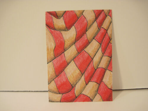 ACEO fabric folds Original Art card Drawing outsider expressionism naïve folk