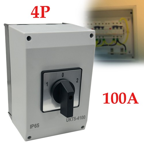 100 AMP GENERATOR CHANGEOVER SWITCH 3 POSITION 4 POLE IP65 SINGLE PHASE