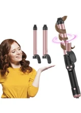 3 In 1 Automatic Curling Iron Ceramic Coated Replaceable Heating Barrels Sizes