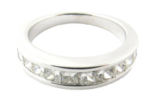 14 Karat White Gold Princess Cut Diamond Wedding Band Size 6 2516