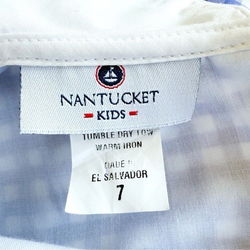 NANTUCKET KIDS Gingham Dress Blue White Sleeveless Collared Classic Girls sz 7 - Picture 9 of 10