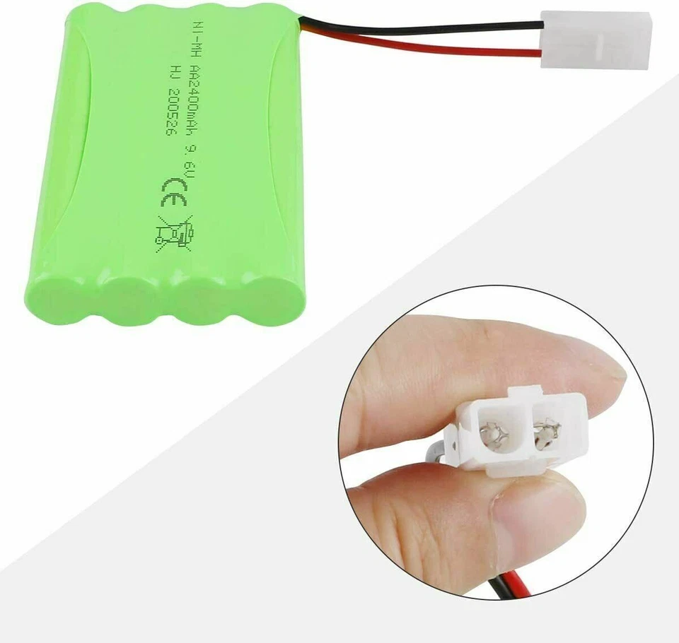 4Pcs 9.6V 2400mAh AA Battery Tamiya Plug with USB Charging Cable for RC Car Boat - Image 3 of 4