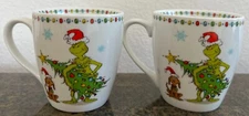 Set of 2 Dr. Seuss The GRINCH Who Stole Christmas Ceramic 12 oz Mugs New!