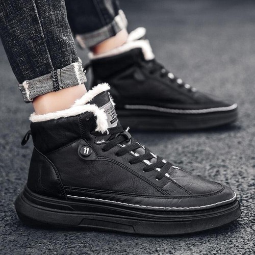Para hombres Tenis de caña alta Cálidos Zapatos de Algodón Moda Coreana Informal Calzado Ropa Re - Imagen 22 de 26