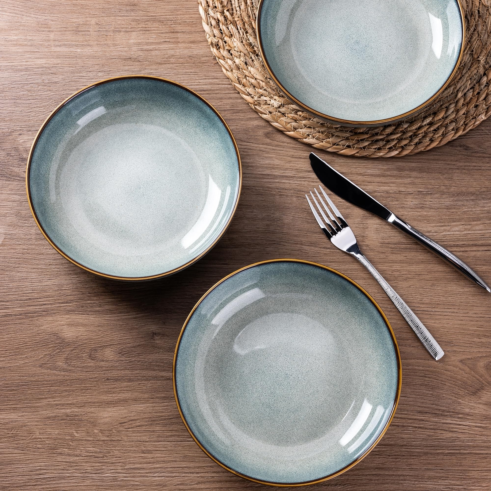 6 Large 8.5" Ceramic Pasta Bowls, 36oz Deep Serving Bowls for Pasta, Salad, Soup