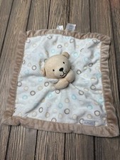 Carters Baby Lovey Security Blanket W/ Plush Bear Beige Aqua 100 Polyester