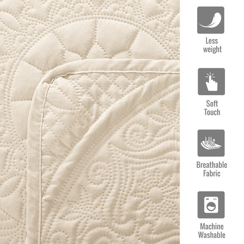 Quilted Floral Bedspread with Pillow Shams 3 Piece Soft Bedding Throw Queen King - Picture 72 of 229