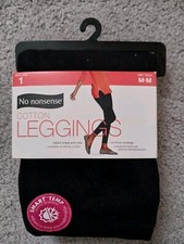 No Nonsense Cotton Leggings M-M 8-10 Medium No Show Black SMART TEMP New