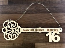 Personalised Wooden Birthday Key Keepsake 16th 18th 21st …