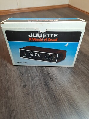 Vintage Juliette Flip Alarm Clock Solid State AM Radio Faux Wood Hong Kong 