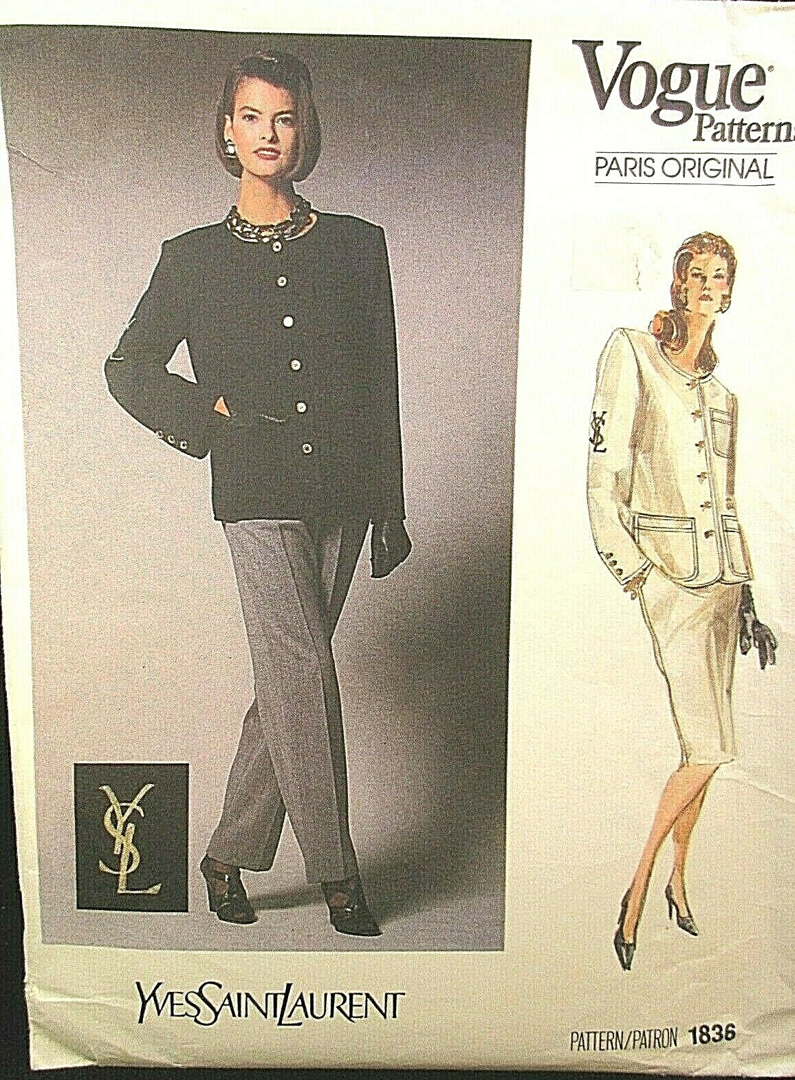 Modello originale Vogue Paris 1836 Yves Saint Laurent taglia 12